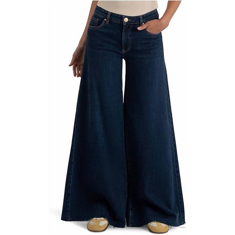 NEW KUT FROM THE KLOTH blake high rise fab ab super wide leg raw hem jeans in in